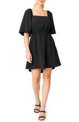 GIBSONLOOK Puff Sleeve Crepe Fit & Flare Dress in Black