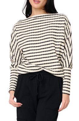 GIBSONLOOK Slouchy Stripe Sweater in Natural/Black Stripe