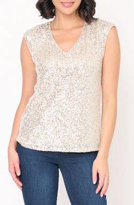 GIBSONLOOK Sparkle & Shine Sequin Top in Champagne