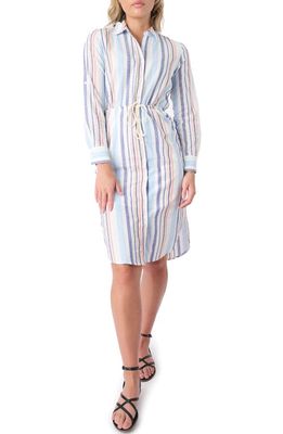 GIBSONLOOK Stripe Long Sleeve Midi Shirtdress in Multi Stripe