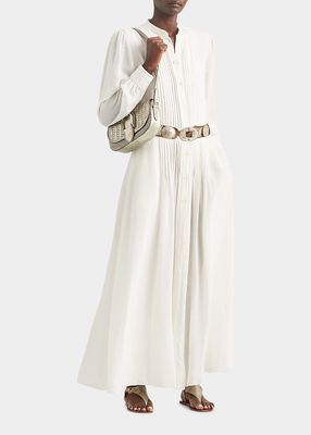 Giedre Pleated-Bib Linen Shirtdress