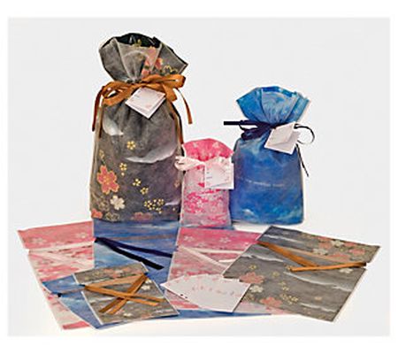 Giftmate 18-Piece Botanical/Woven Gift Bag Set