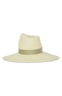 Gigi Burris Millinery Drake Straw Fedora in Natural/Sage 