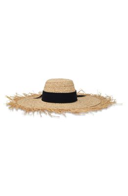 Gigi Burris Millinery Hopeton Frayed Brim Raffia Sun Hat in Natural