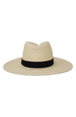 Gigi Burris Millinery Jeanne Straw Fedora in Natural/Black 