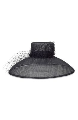 Gigi Burris Millinery Joanne Wide Brim Silk Veil Hemp Hat in Black