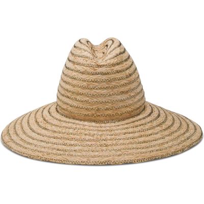 Gigi Burris Millinery Requiem Zigzag Packable Raffia Fedora in Beige/black 