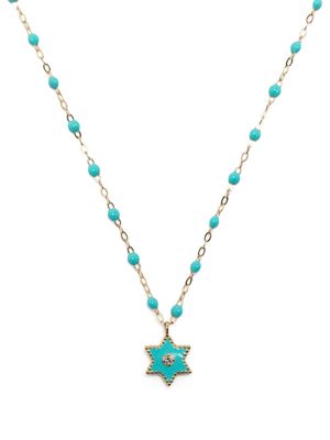 Gigi Clozeau 18kt gold Étoile diamond and turquoise necklace - Blue