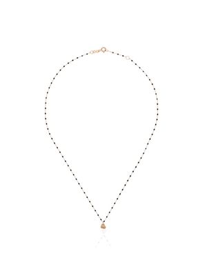 Gigi Clozeau 18kt gold Heart charm beaded necklace - Pink