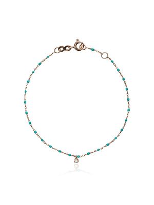 Gigi Clozeau 18kt rose gold turquoise beaded single diamond bracelet - Blue