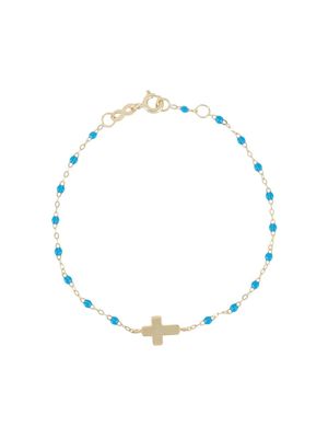 Gigi Clozeau 18kt yellow gold Cross Charm Classic Gigi bracelet - Blue