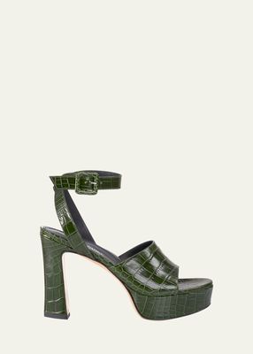 Gigi Croco Ankle-Strap Platform Sandals
