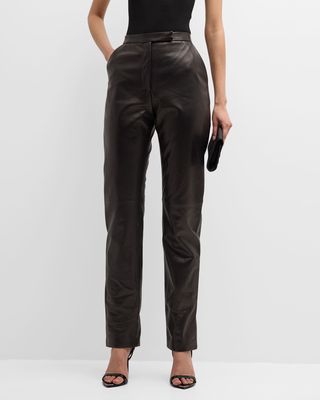 Gila Leather Straight-Leg Pants