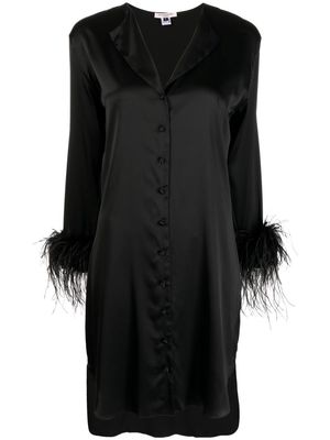 Gilda & Pearl Camille feather-trim shirt dress - Black