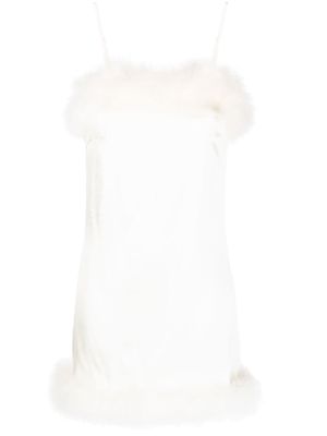 Gilda & Pearl Celeste feather-trim mini dress - Neutrals