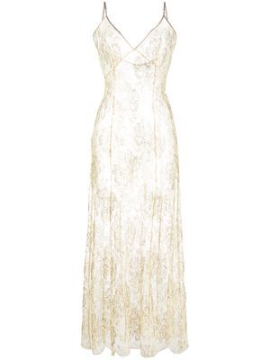 Gilda & Pearl L'age D'or long lace slip dress - Gold