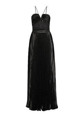 Gilda Pleated Cut-Out Gown