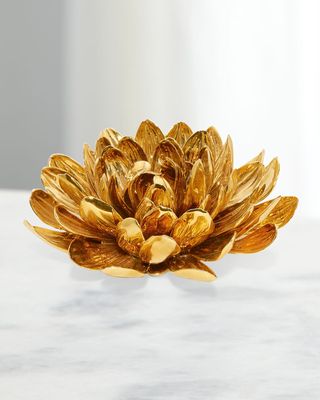 Gilded Dahlia Flower Decorative Accent