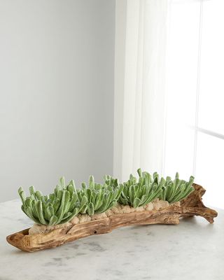 Gilded Succulent Log Faux Floral Arrangement