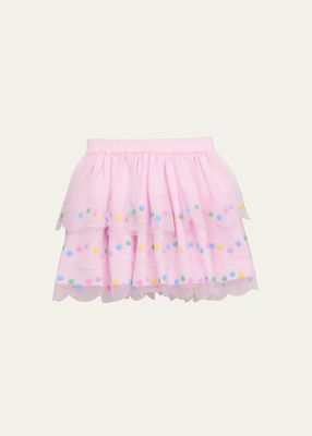 Gilr's Multicolor Dot Tiered Tulle Skirt, Size 2-10