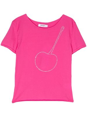 Gimaguas Cherry rhinestone-embellished T-shirt - Pink