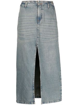 Gimaguas front-slit cotton denim midi skirt - Blue