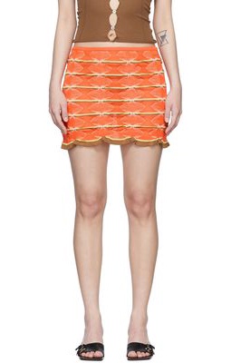 Gimaguas Orange Viscose Mini Skirt