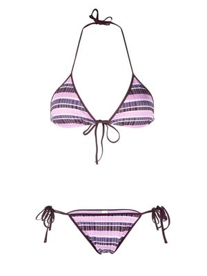 Gimaguas stripe-pattern tie-fastening bikini - Pink