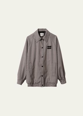 Gingham Check Logo-Embroidered Wool Jacket