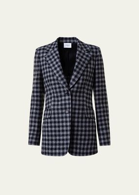 Gingham Tweed Fitted Blazer