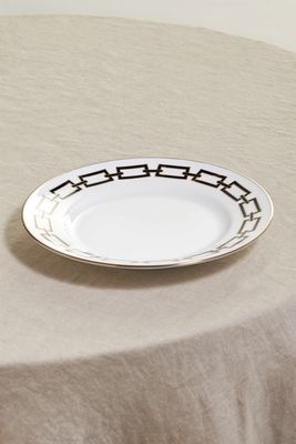 GINORI 1735 - Catene 22cm Gold-plated Porcelain Dessert Plate - White