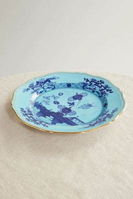 GINORI 1735 - Oriente Italiano 26.5cm Gold-plated Porcelain Dinner Plate - Blue
