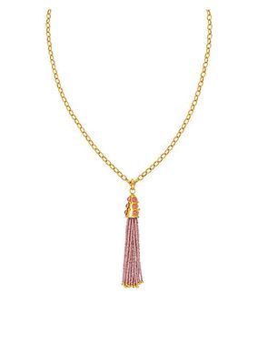 Gio 22K-Gold-Plated & Pink Jade Tassel Pendant Necklace