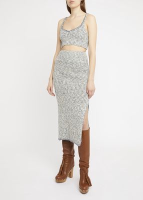 Giordana Knit Side-Slit Midi Skirt