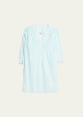Giorgia Ruched Lace-Trim Cotton Nightshirt