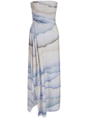 Giorgio Armani abstract-pattern silk dress - Blue