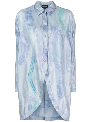 Giorgio Armani abstract-pattern silk shirt - Blue