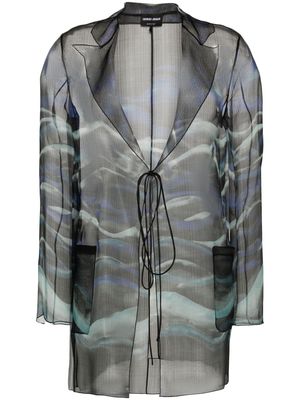 Giorgio Armani abstract-print silk blouse - Black