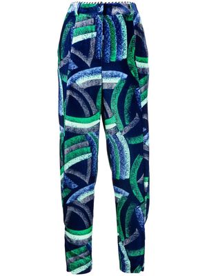 Giorgio Armani abstract-print tapered-leg trousers - Blue