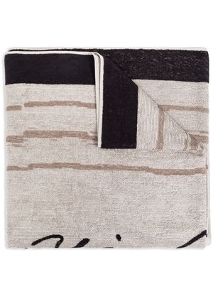 Giorgio Armani acquard-logo cotton towel - Neutrals