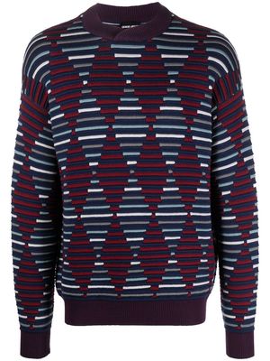 Giorgio Armani argyle intarsia knit jumper - Blue