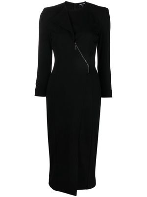 Giorgio Armani asymmetric-zipped tailored dress - Black