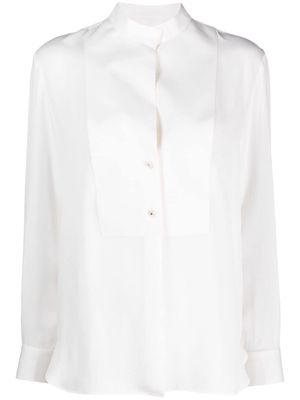Giorgio Armani band-collar silk shirt - White