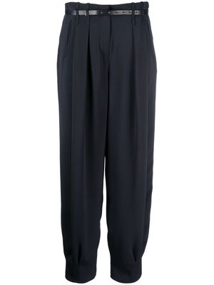 Giorgio Armani belted tapered trousers - Blue