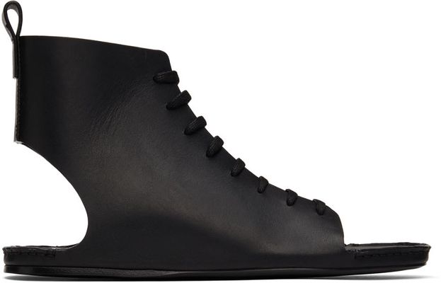 Giorgio Armani Black Leather Gladiator Sandals