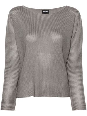 Giorgio Armani boat-neck jumper - Grey