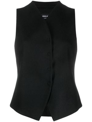 Giorgio Armani button-up virgin wool-blend waistcoat - Black