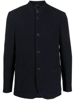 Giorgio Armani button-up wool blend shirt jacket - Blue