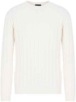 Giorgio Armani cable-knit cotton-blend jumper - White