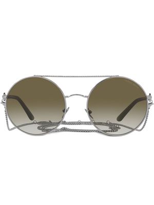 Giorgio Armani chain-detail round-frame sunglasses - Silver